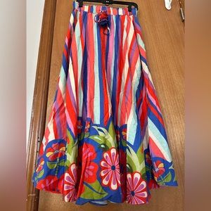 NWT FARM Rio x ANTHROPOLOGIE Mixed Print Colorful Floral Striped Maxi Skirt S